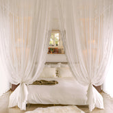 Lara Airy Gauze White Sheer Custom Curtain Embroidered